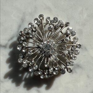 Elegant Silver Crystal Brooch